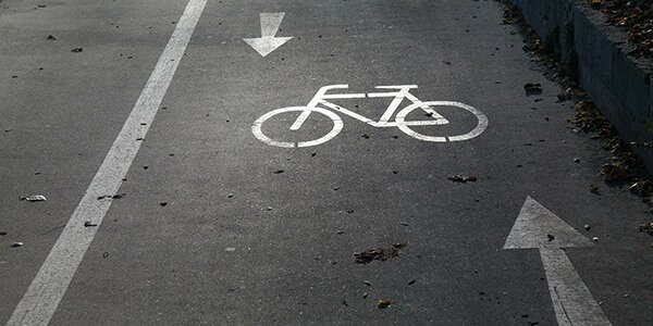 Symbool van een fiets op het fietspad