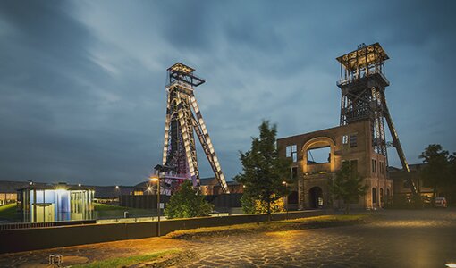 illuminated shafttowers C-mine in Genk